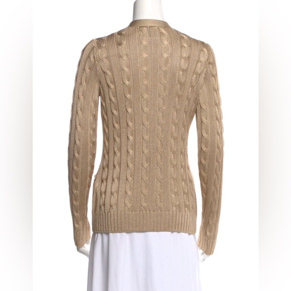 RALPH LAUREN COLLECTION BROWN SILK CABLE KNIT CARDIGAN - Picture 11 of 11